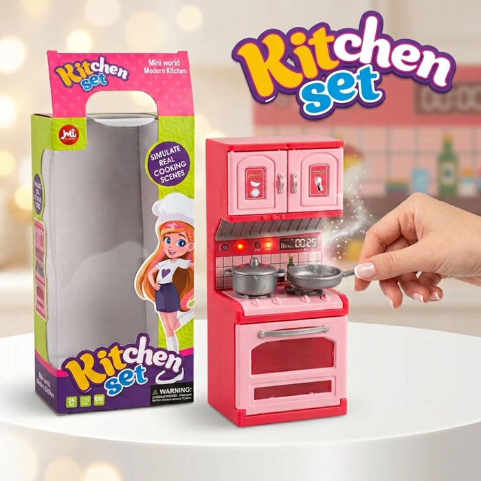 Kids Pretend Play Kitchen Set – Modern Toy Kitchen with Stove & Cooking Accessories