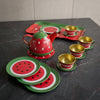 Tea Set Metal Pretend Play for Kids – 14-Piece Watermelon Tea Party Toy